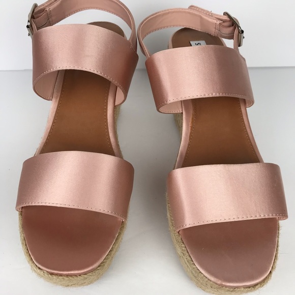 Steve Madden Woven Wedge Sandal Pink Satin Straps - Picture 13 of 16